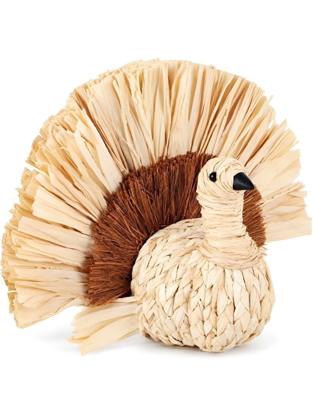 Thanksgiving Turkey Decor Straw Turkeys, 6.7" Tall